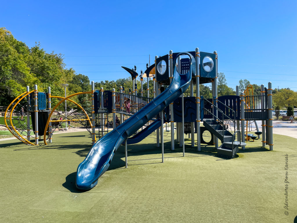 Large slide and nets on playground