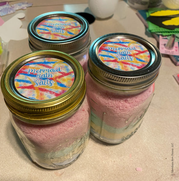 bath salts in mason jar with homemade label