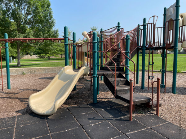small slide on big playground at Gardner park