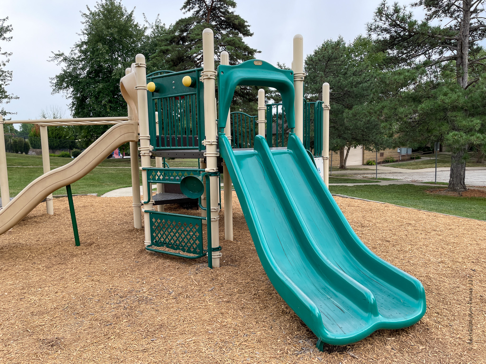 Bluejacket Park double green slides