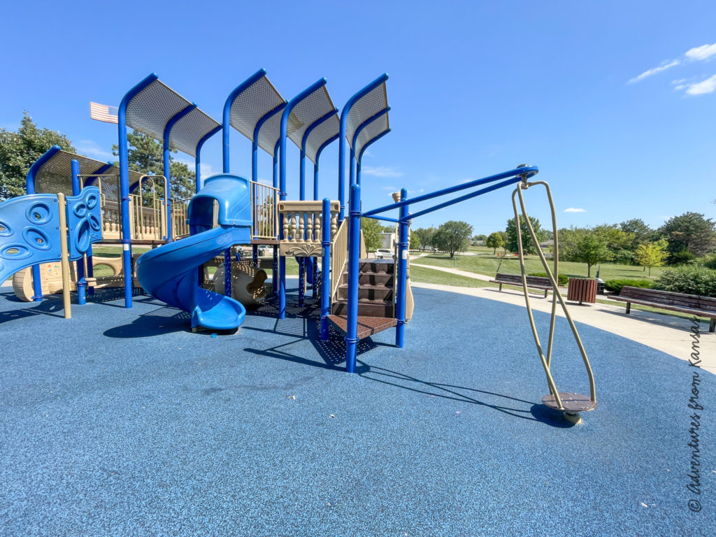 sideview of ship playground with slide