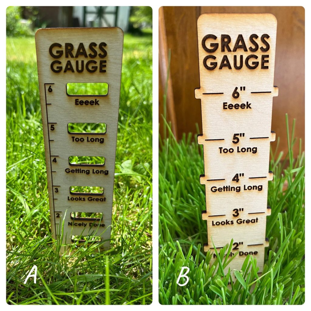 wood grass gauge with two different styles. 