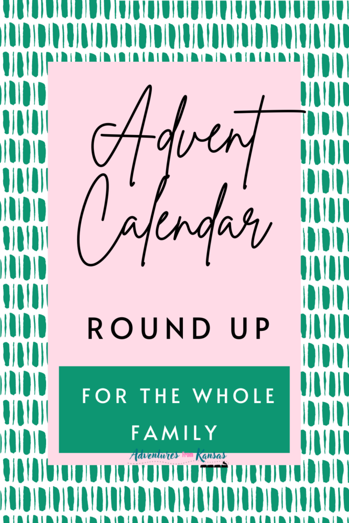 green and pink shapes with Advent Calendar Round Up for the whole family pin