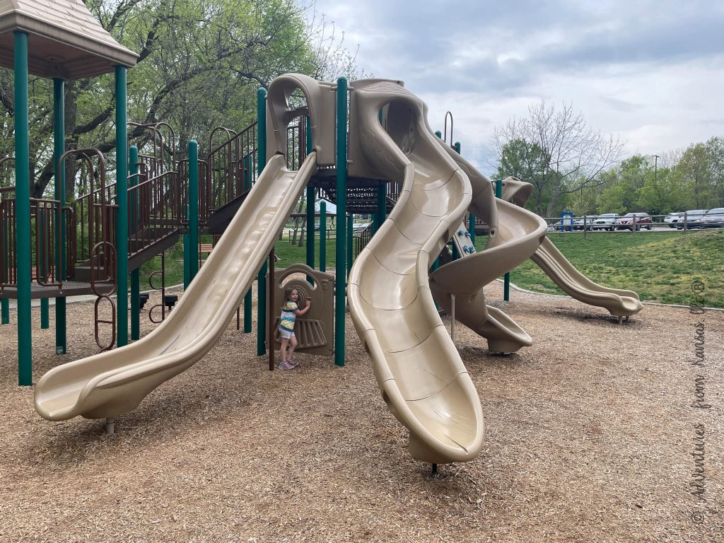 4 slides coming off a playground in lenexa